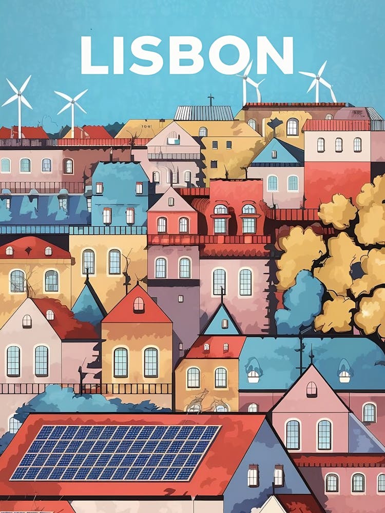 Folk Art Painting Of Portuguese touristic city Lisbon