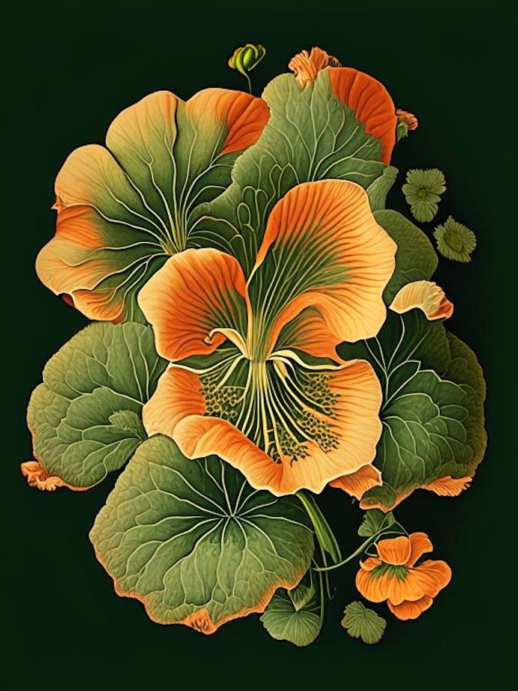 Nasturtium Floral 1 Botanical Vintage Poster Flower