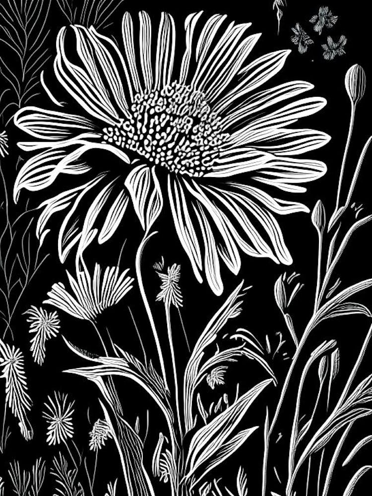 Indian Blanket Wildflower Linocut 2