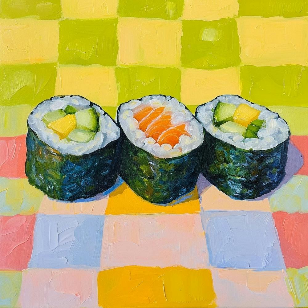 Maki Sushi Yellow Checkerboard 1