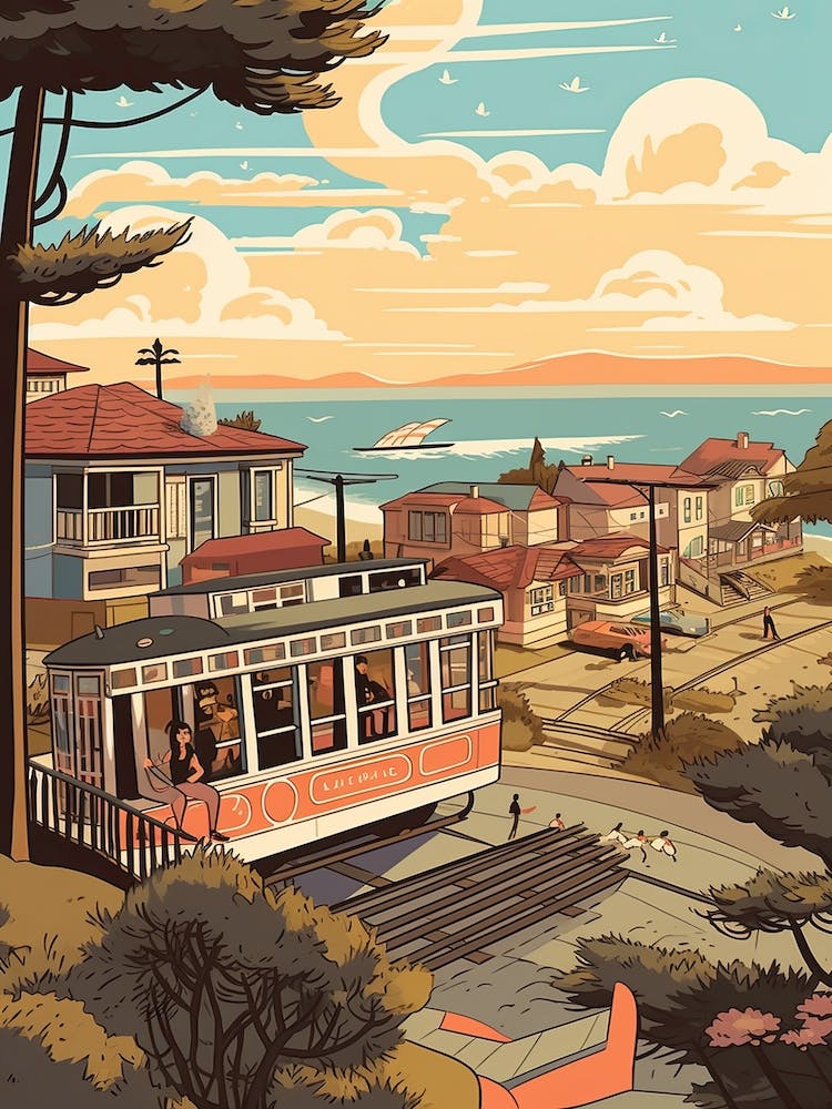 Santa Cruz California United States Travel Illustration 7
