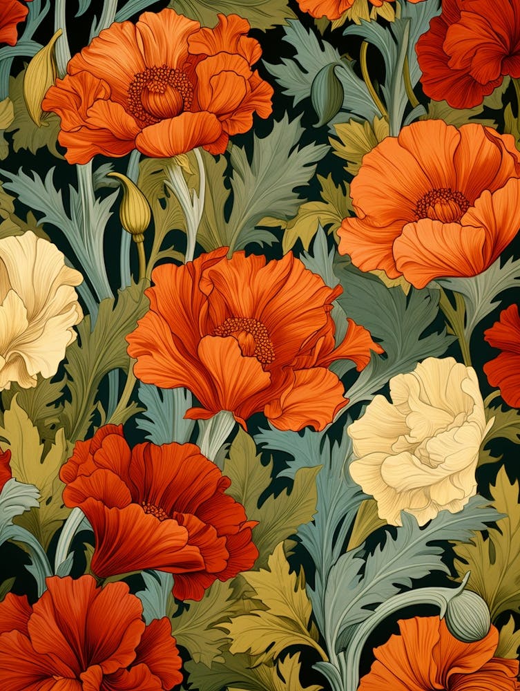 Poppies Seamless Pattern