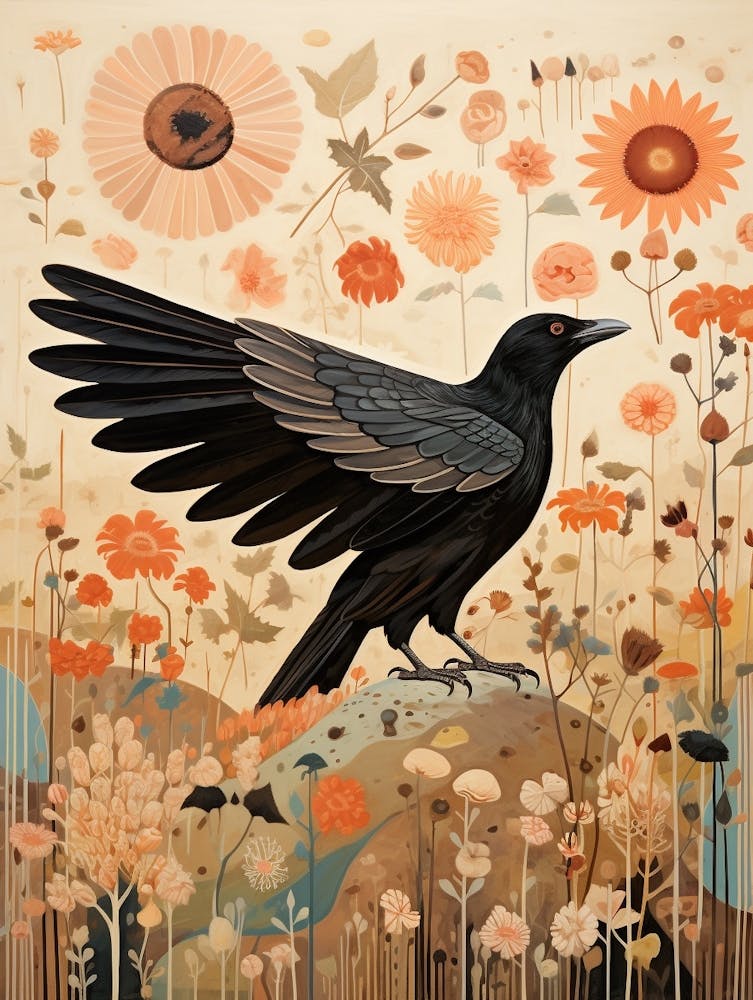 Crow 2 Detailed Bird Painting