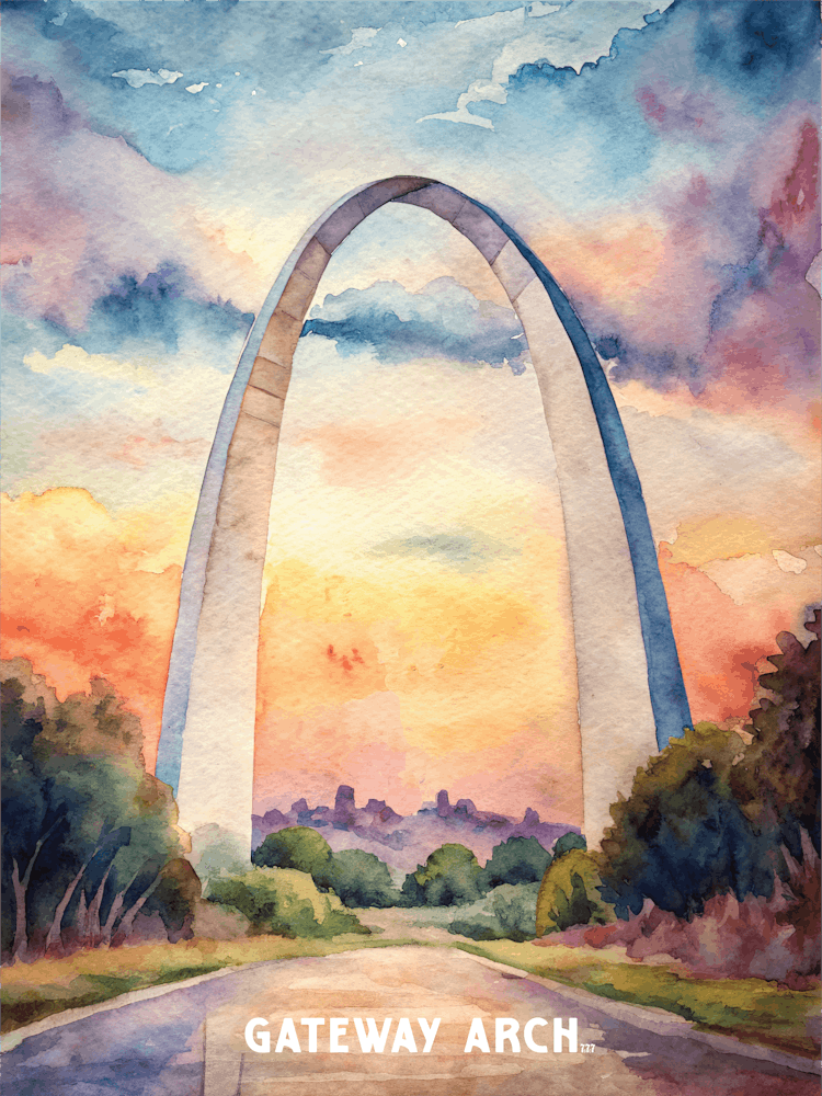 Gateway Arch National Park Watercolor Painting