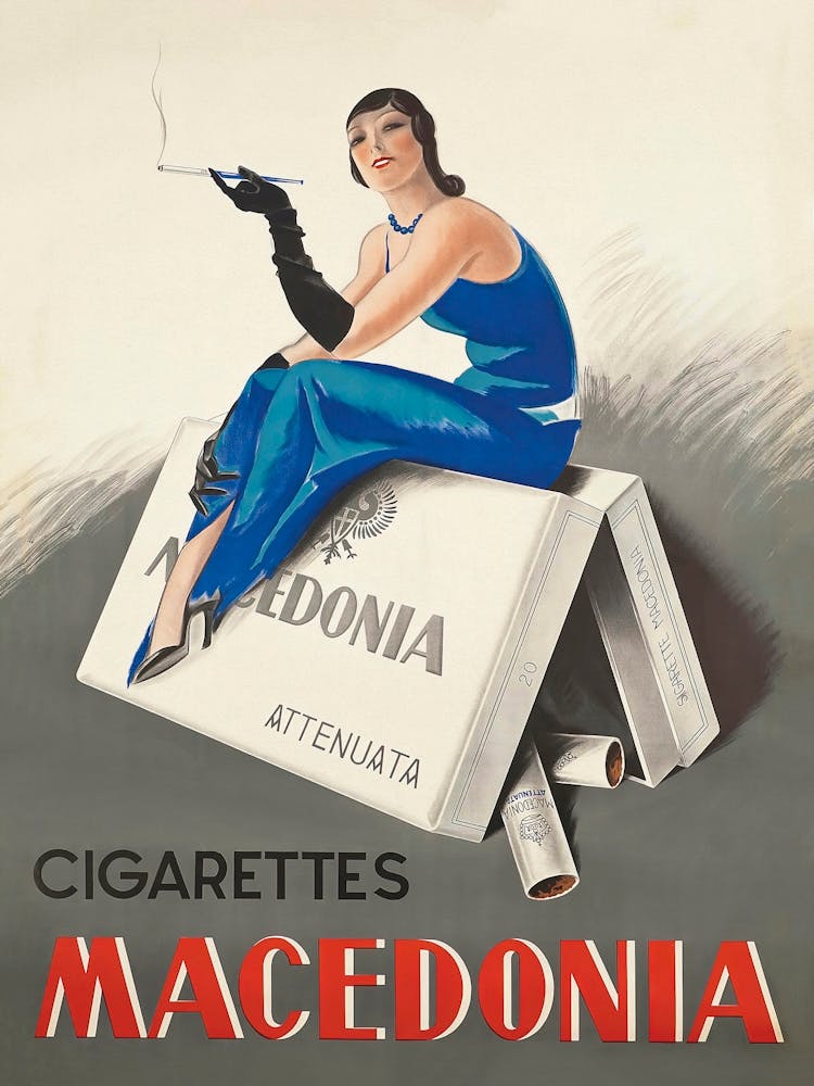 Woman Smoking a Cigarette Vintage Poster