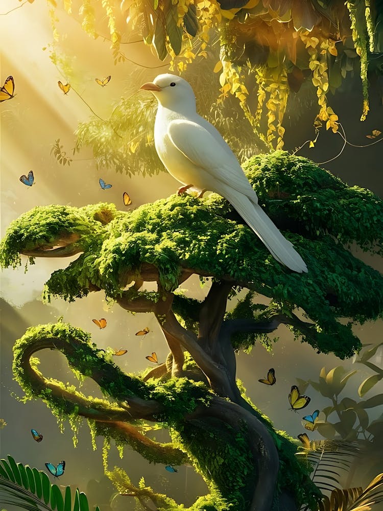White Dove In The Forest