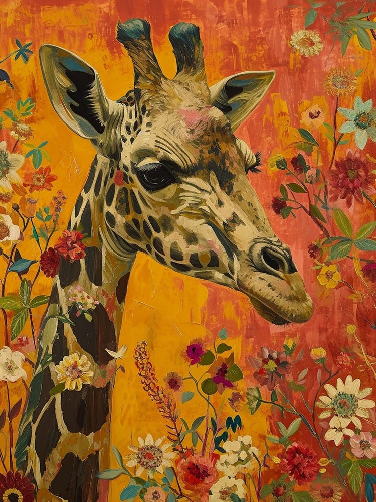 Floral Textured Giraffe 4