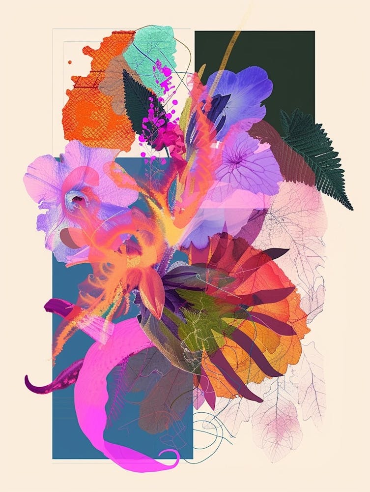 Lobelia 3 Neon-Blumen-Collage