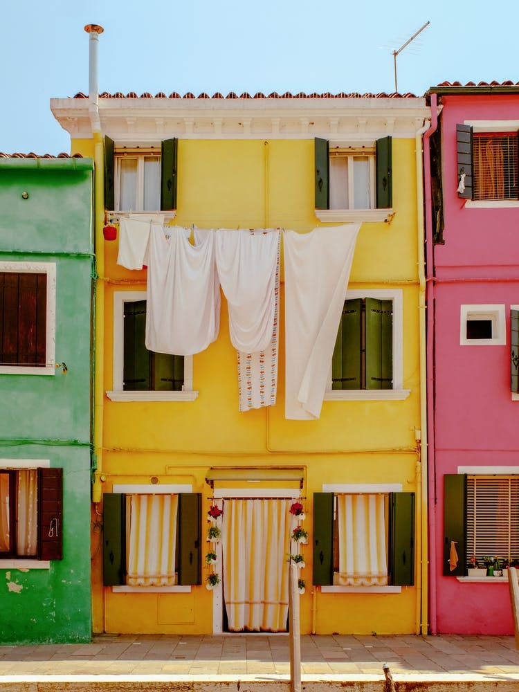 Laundry In Yellow Burano, Italy