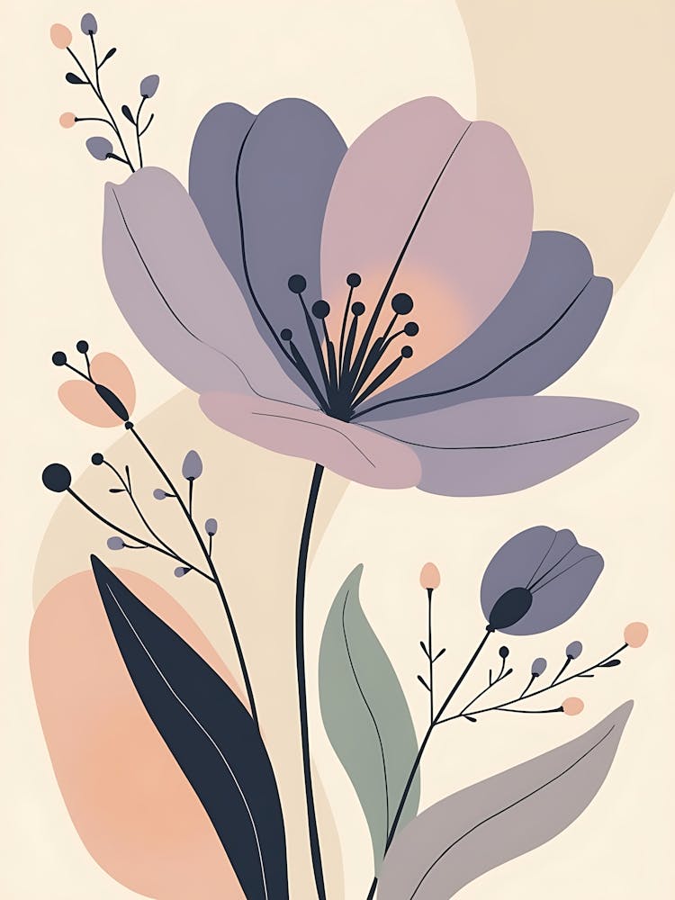 Subtle Hand-Painted Floral Design