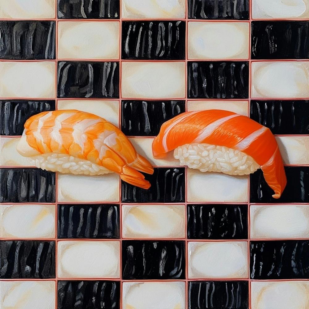 Nigiri Sushi Checkerboard Background 3