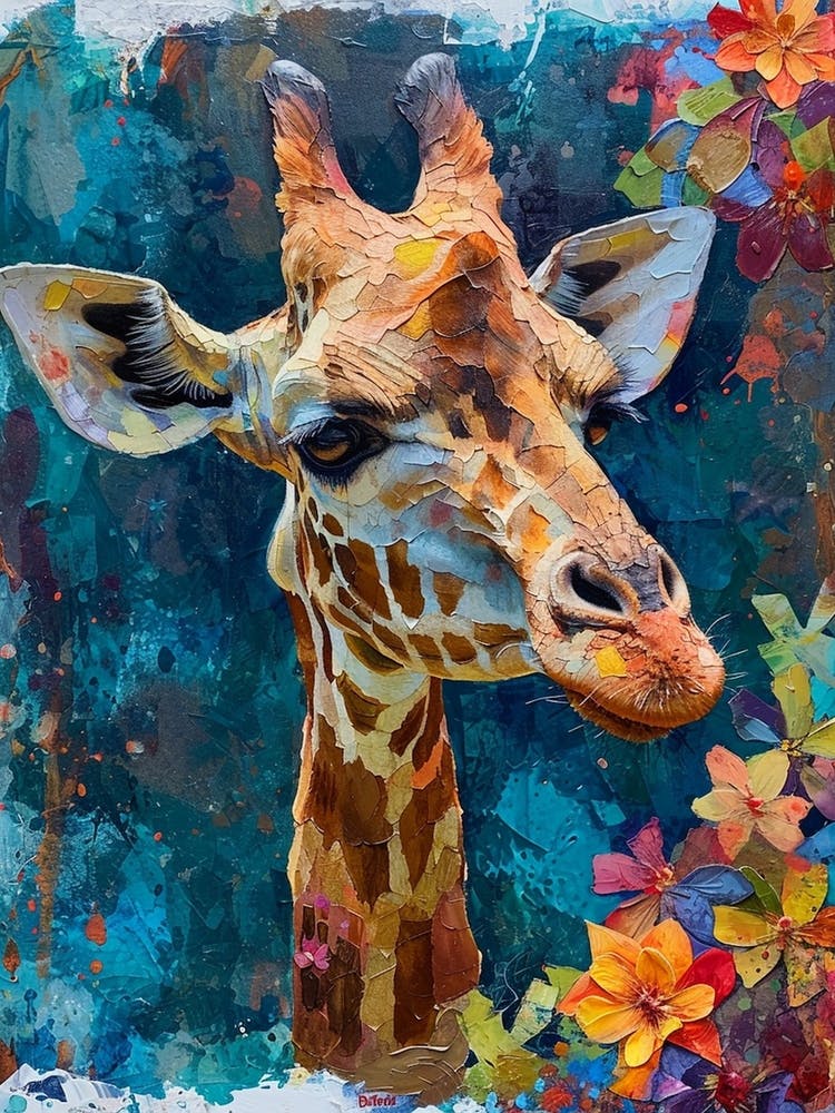 Floral Textured Giraffe 3