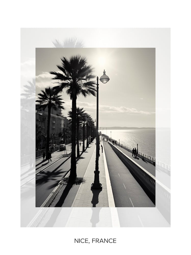 Poster Of Nice, France, Black And White Old Photo 1