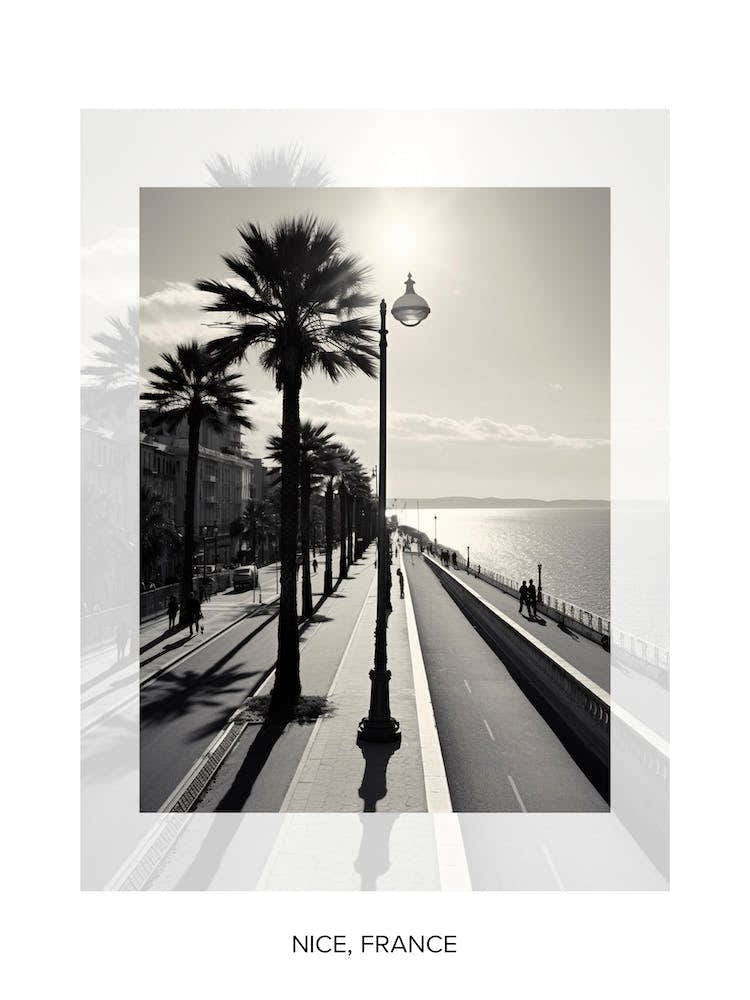 Poster Of Nice, France, Black And White Old Photo 1