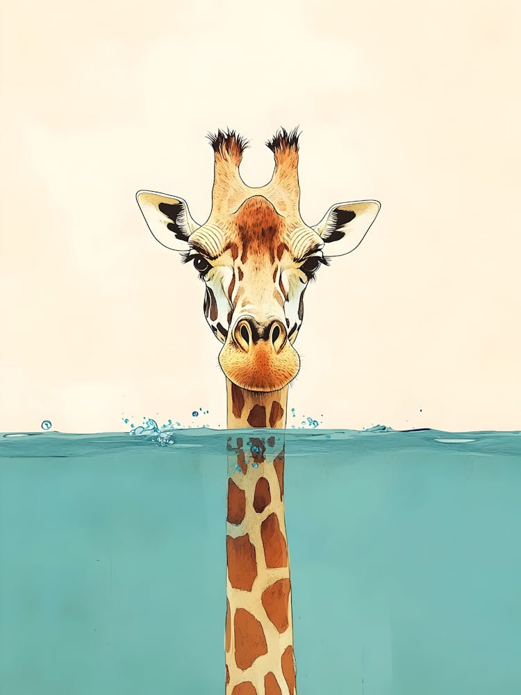 Giraffe In The Water