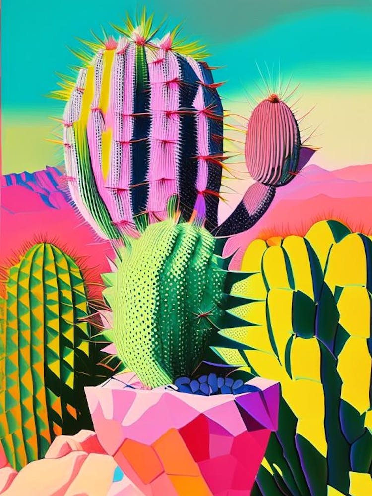 Gymnocalycium Cactus Modern Abstract Pop