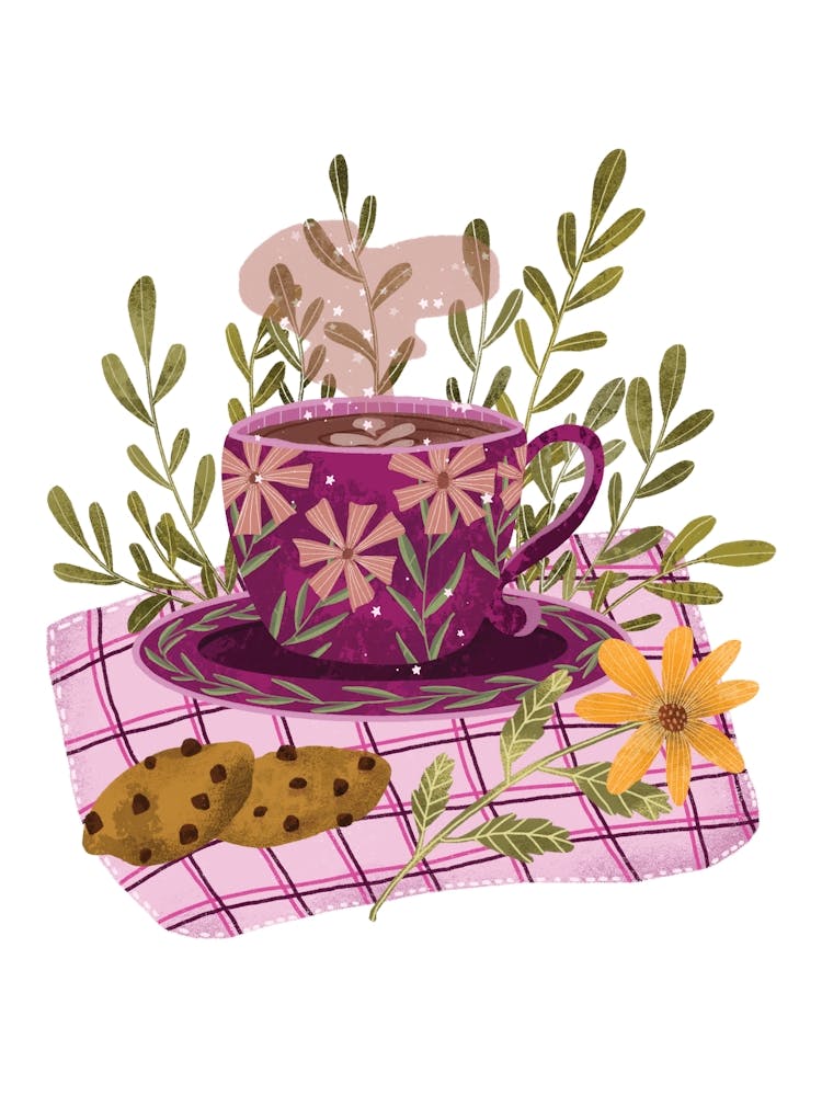 Tea And Cookies cottagecore cozy Illustration