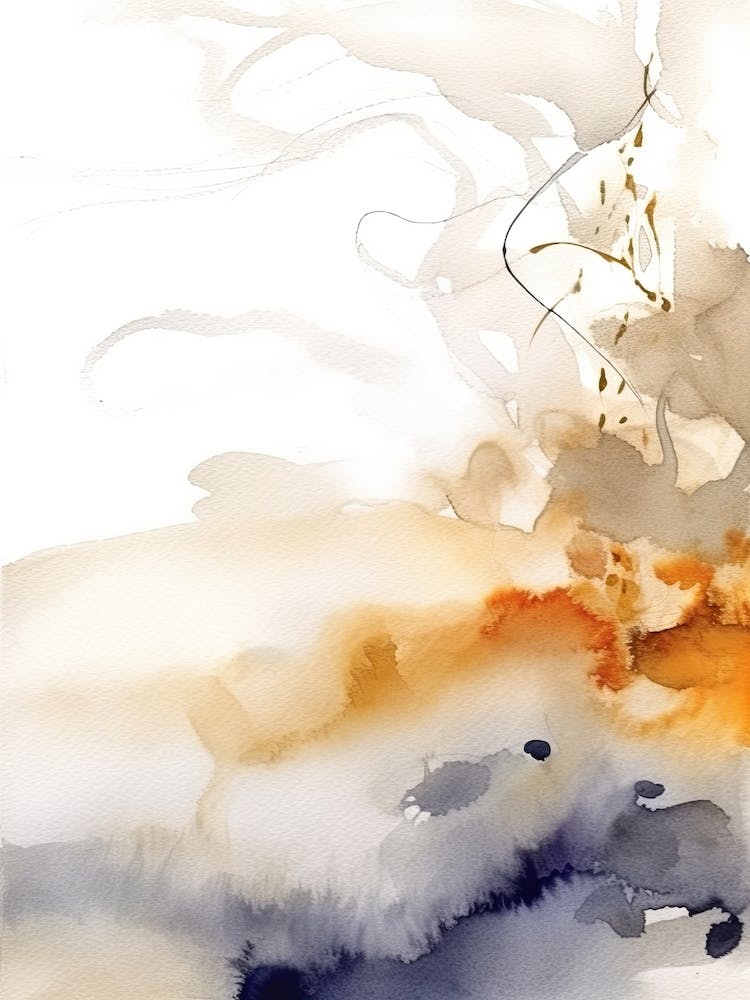 Aquarelle Abstraite Blanc Et Orange 2