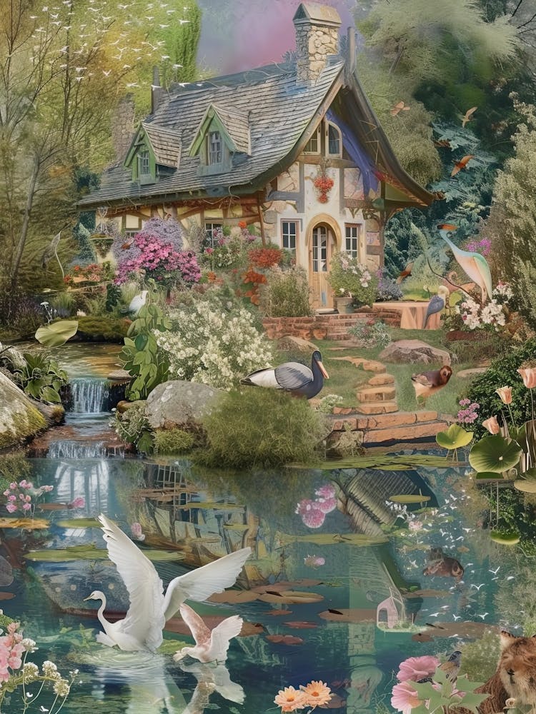 Collage Étang Monet Fées Scrapbook 5