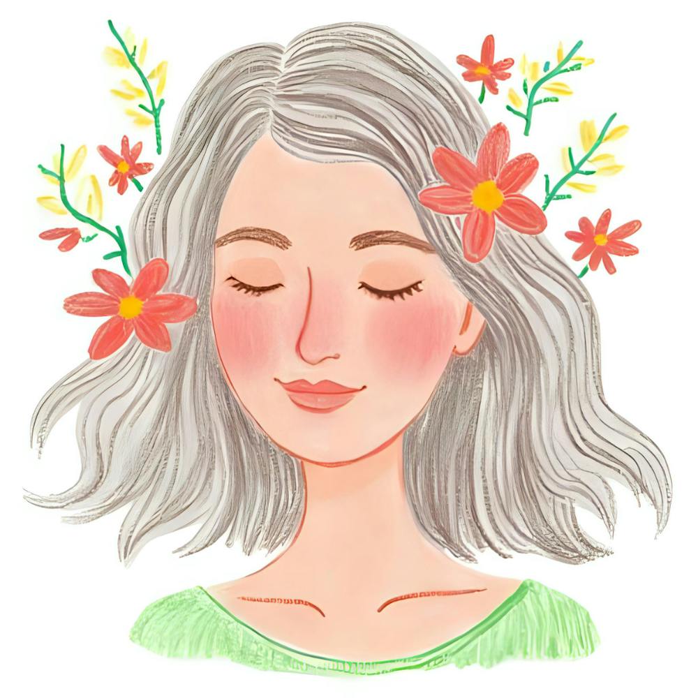 Woman With Flowers On Her Head