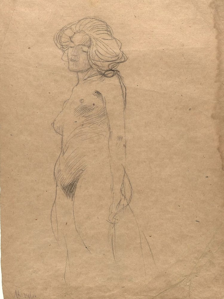 Female Nude To The Left, Gustav Klimt