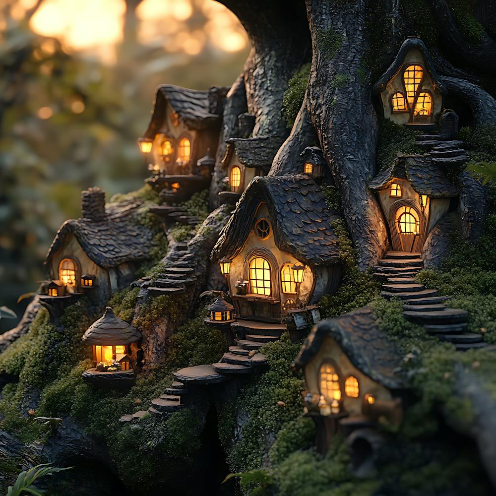 Fantasy Fairy Village Twilight Scene 10