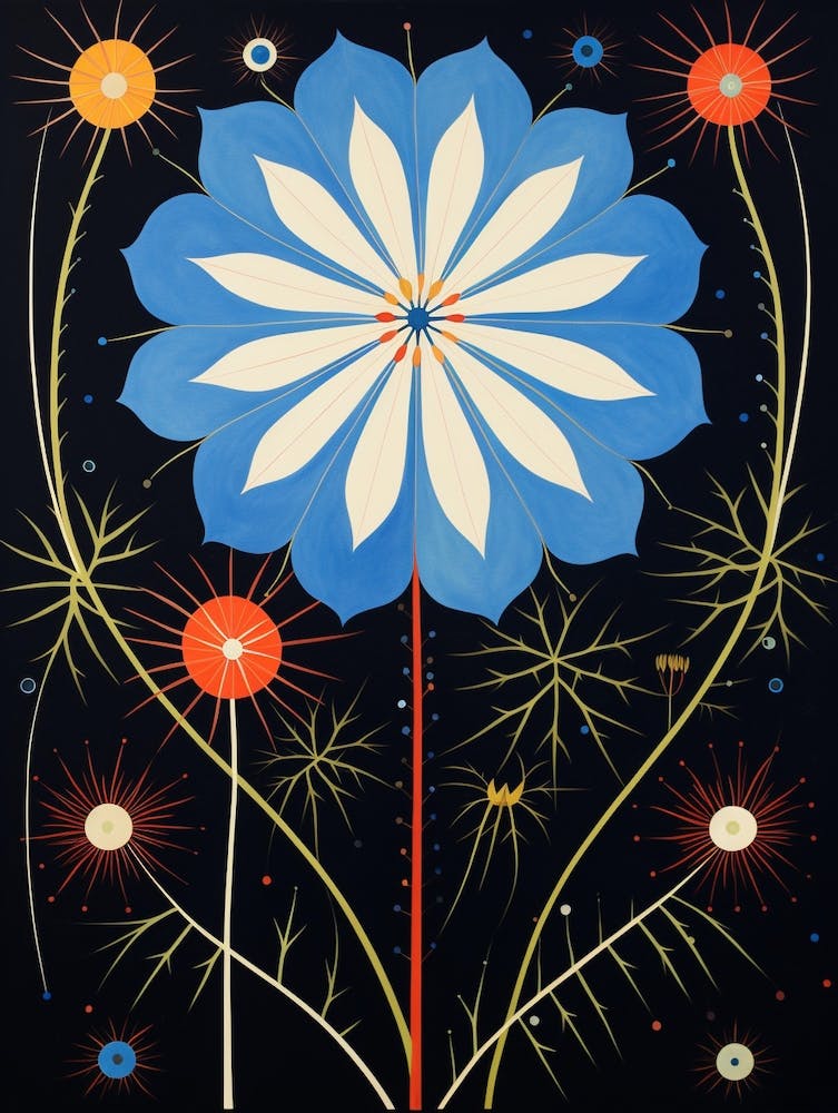 Nigella 6 Hilma Af Klint Inspirierte Blumenillustration