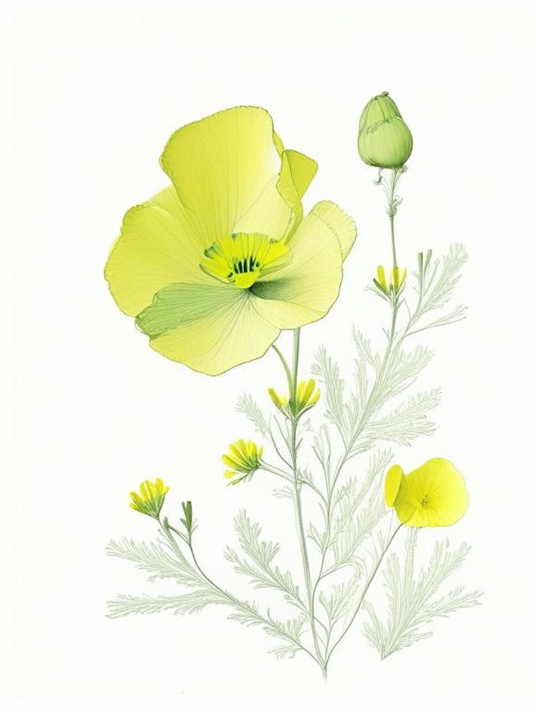 Buttercup Floral Quentin Blake Inspired Illustration 3 Flower