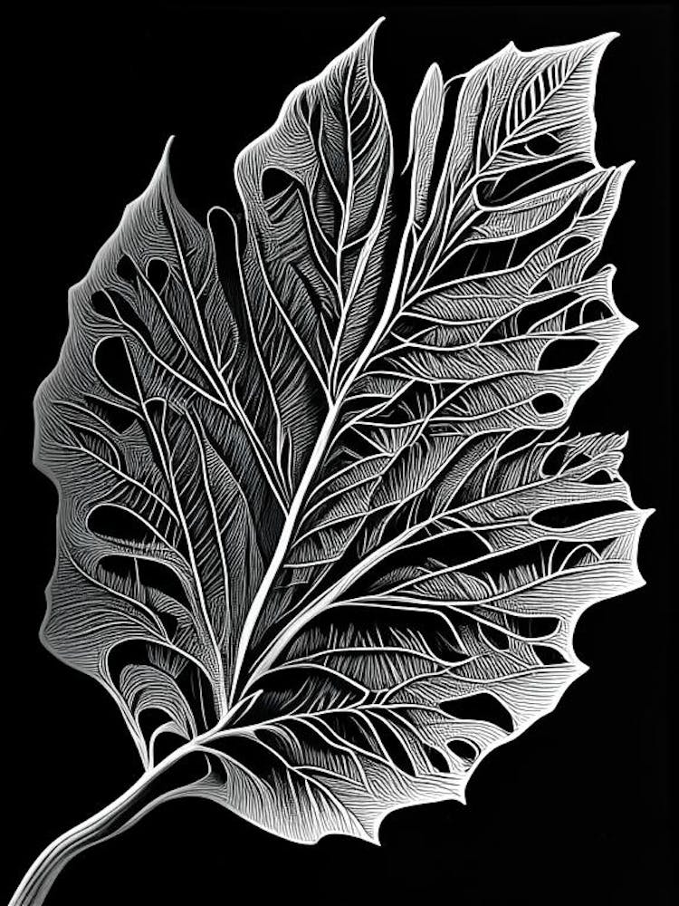 Poplar Leaf Linocut 1