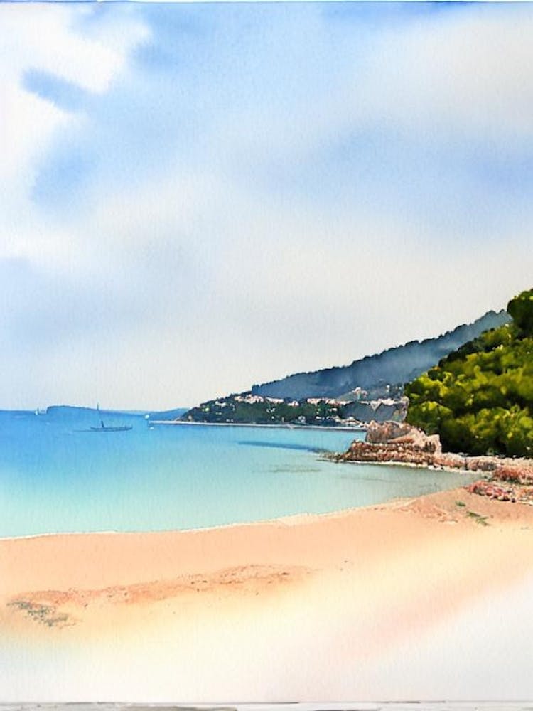 Plage De Paloma 2, Saint Jean Cap Ferrat, France Watercolour