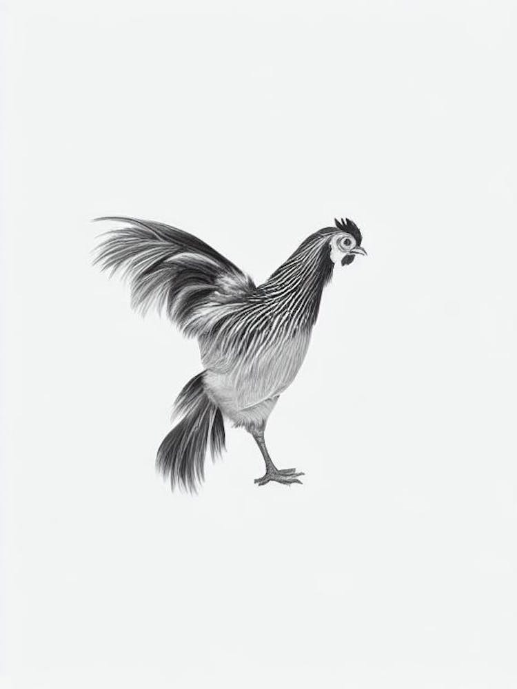 Chicken B&W Pencil Drawing 2 Bird