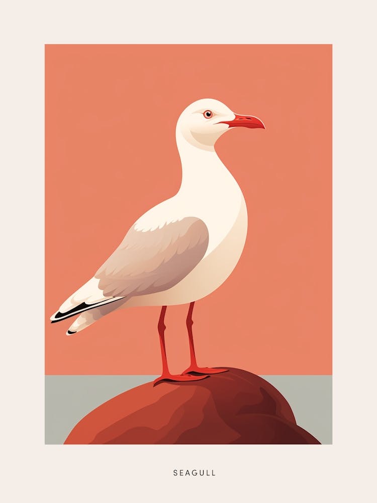 Minimalist Seagull 1 Bird Poster
