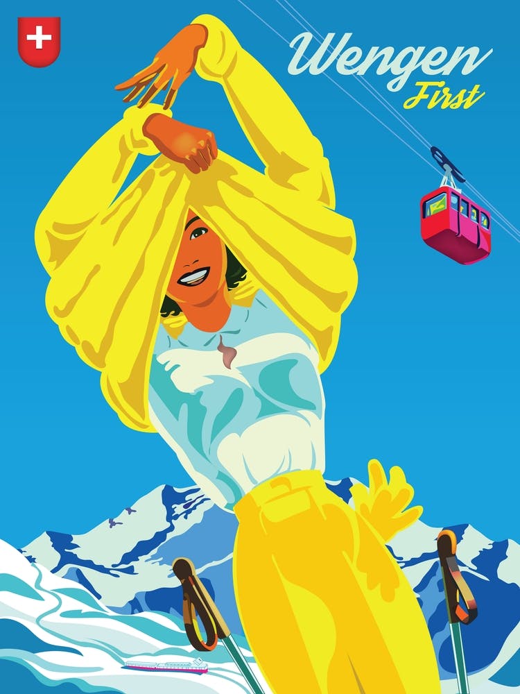 Wengen, Happy Skier on a Sunbath, Switzerland