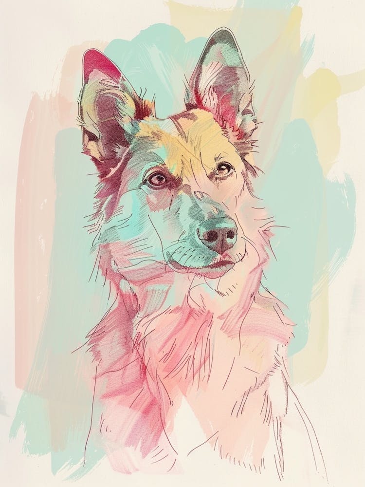 Collie Dog Pastel Line Painting 3