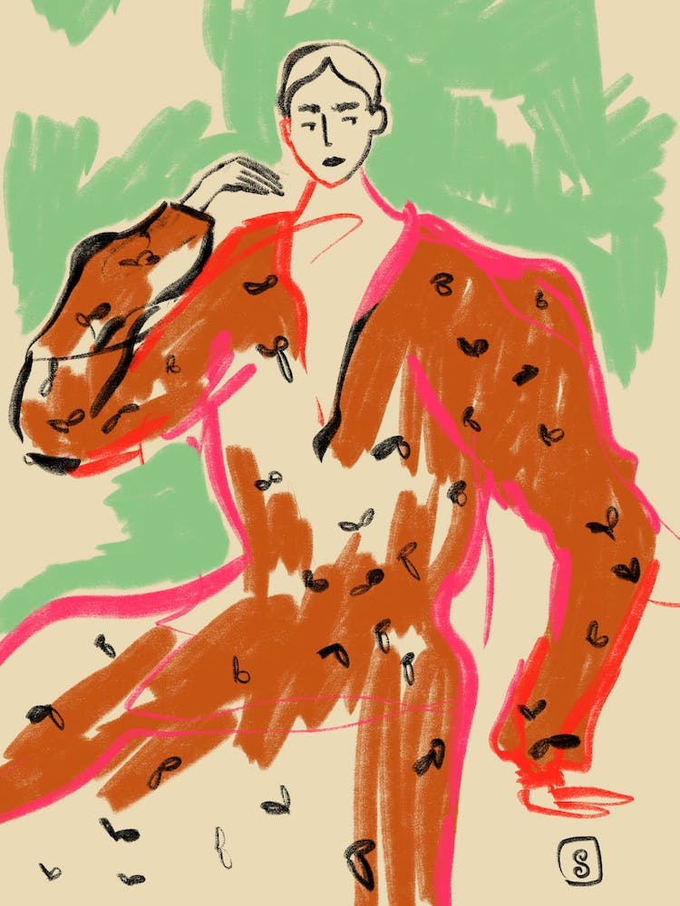 Woman In A Terracotta Dress