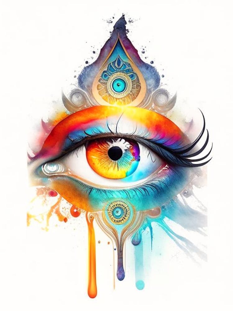 Om Aum, Symbol, Third Eye Watercolour 3