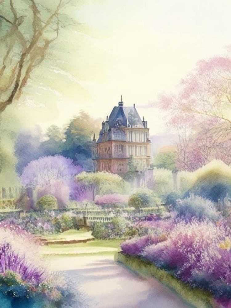 Alnwick Garden, Vereinigtes Königreich, 2, Pastell Aquarell