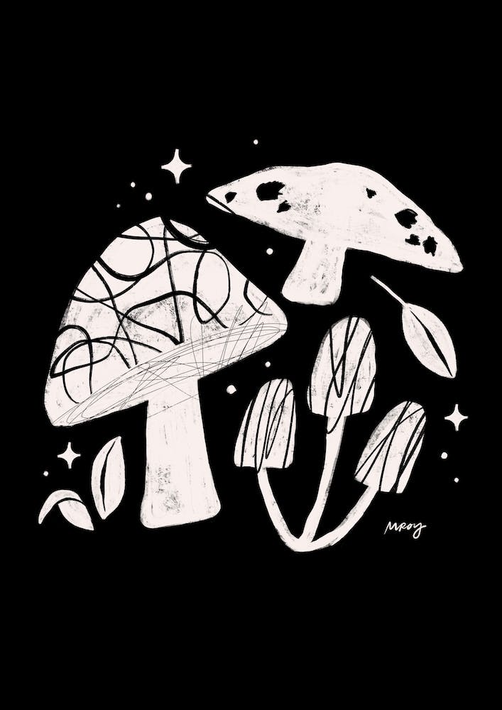 Abstract Mushroom Black   