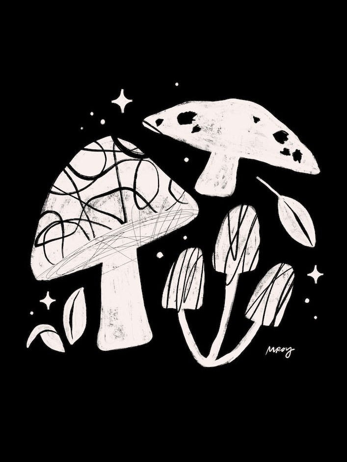 Abstract Mushroom Black   