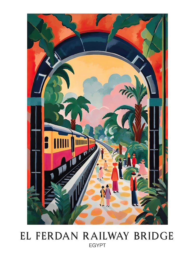El Ferdan Railway Bridge Egypt Colourful 4 Travel Poster