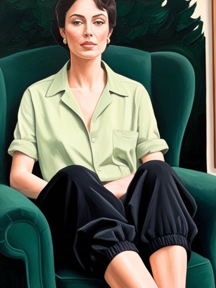 Femme sur une chaise verte 2