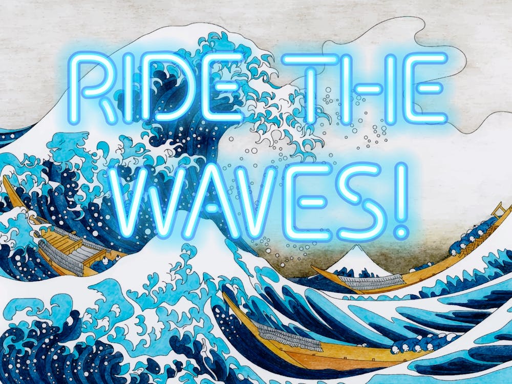 Great Wave Off Kanagawa Vintage altered neon sign ride the waves