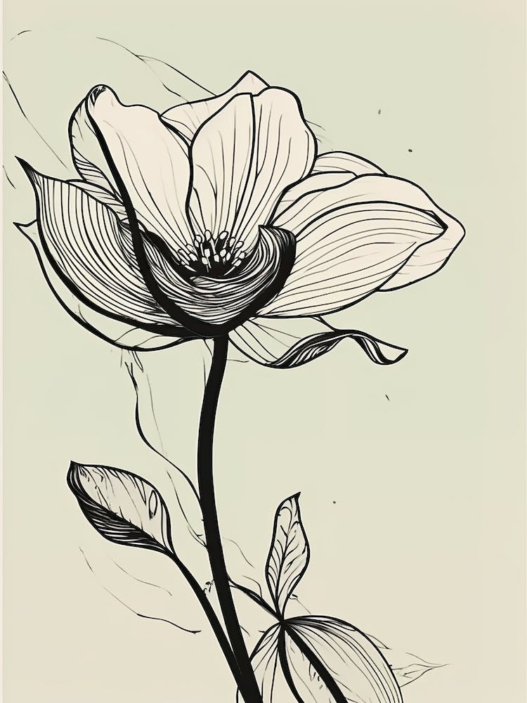 Lilies Line Art Flowers Illustration Neutral 17