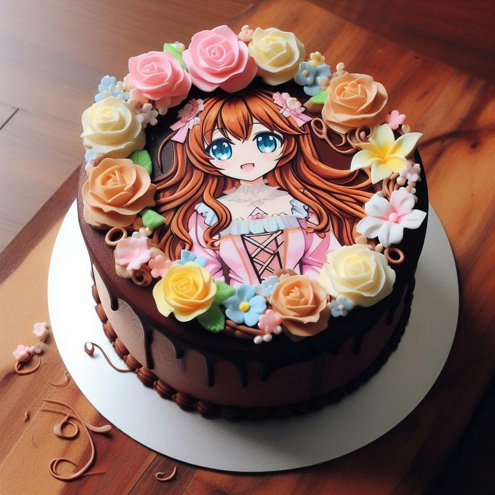 Anime Girl chocolate Cake delight