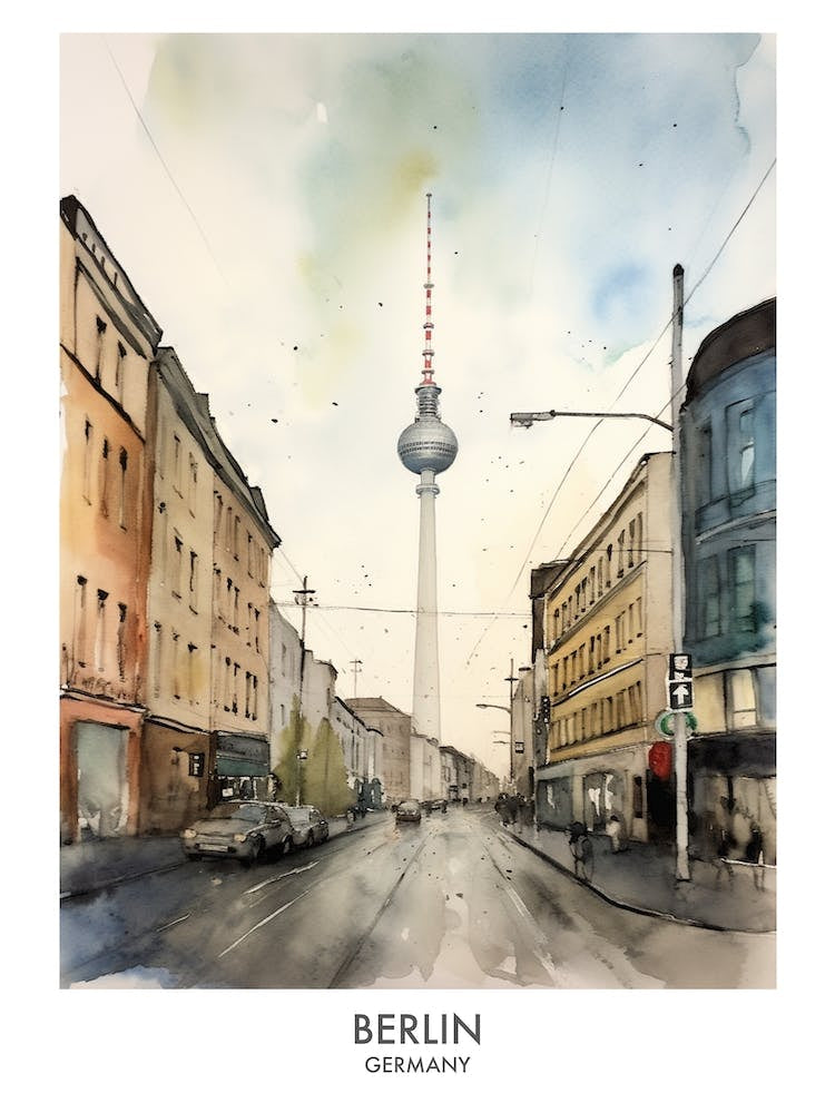Berlin Germany Watercolour Travel Poster 2