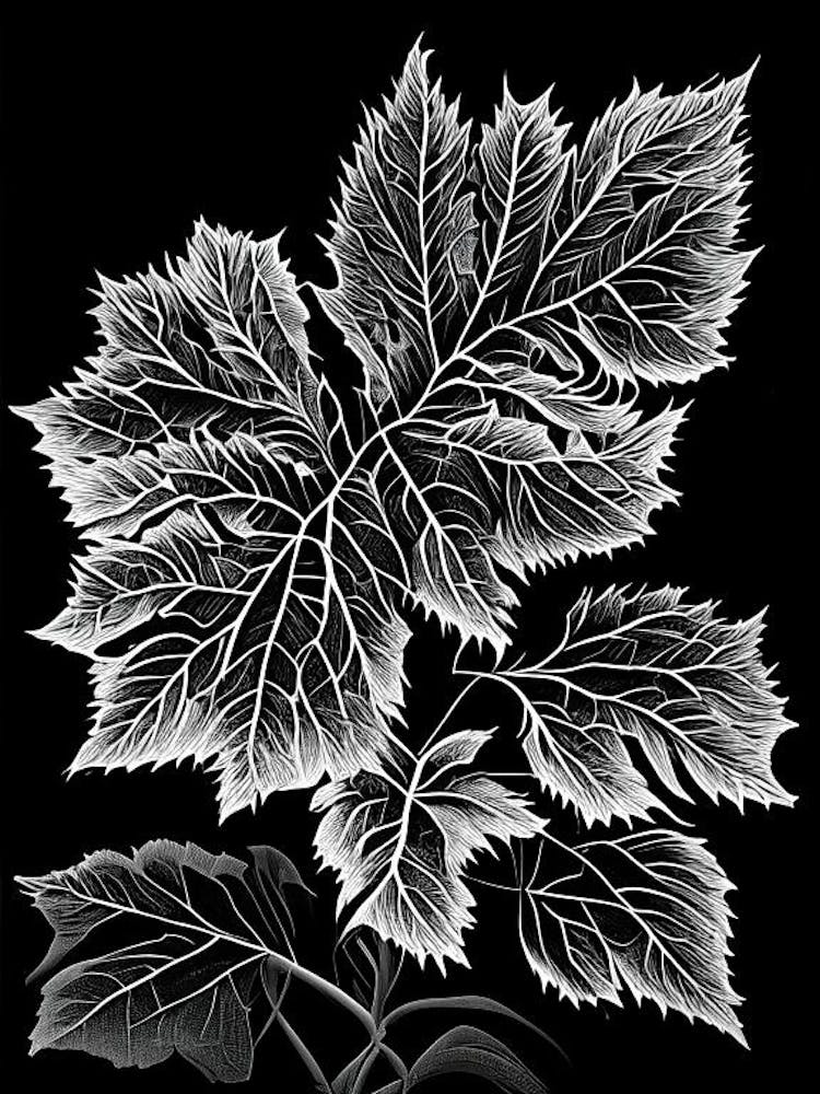 Shiso Leaf Linocut 2