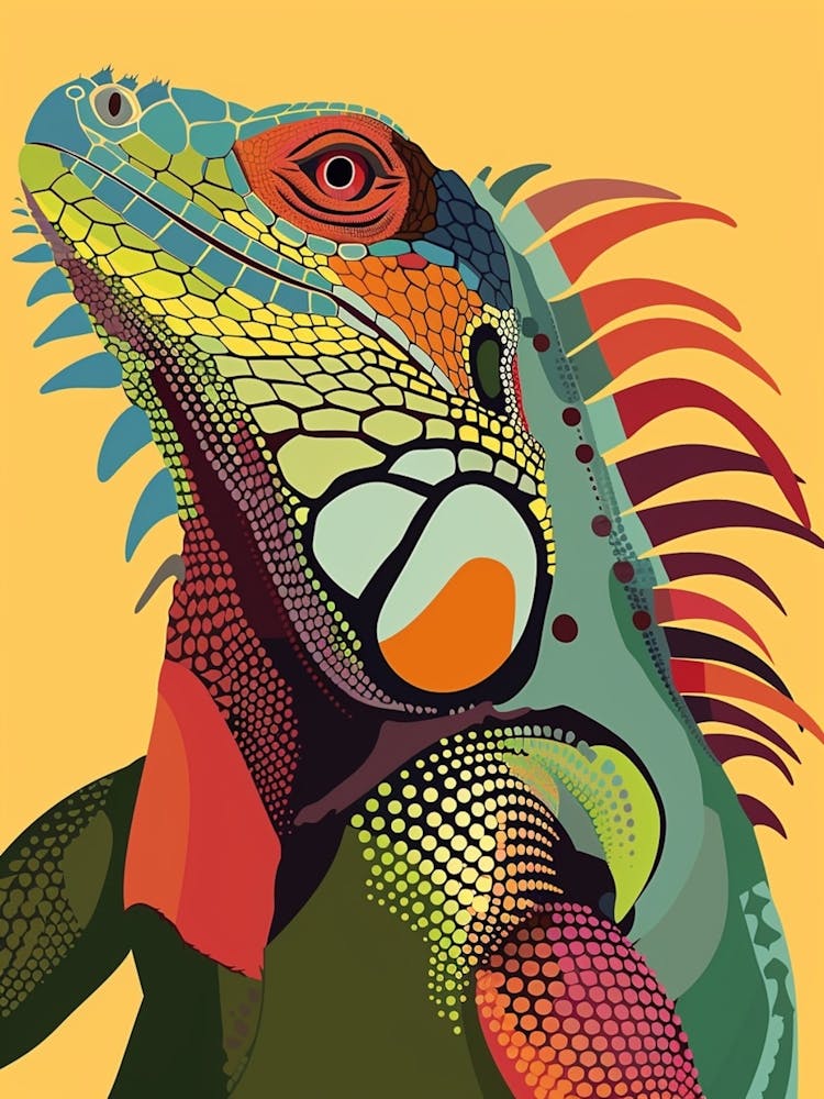 Brown Cuban Iguana Abstract Modern Illustration 4