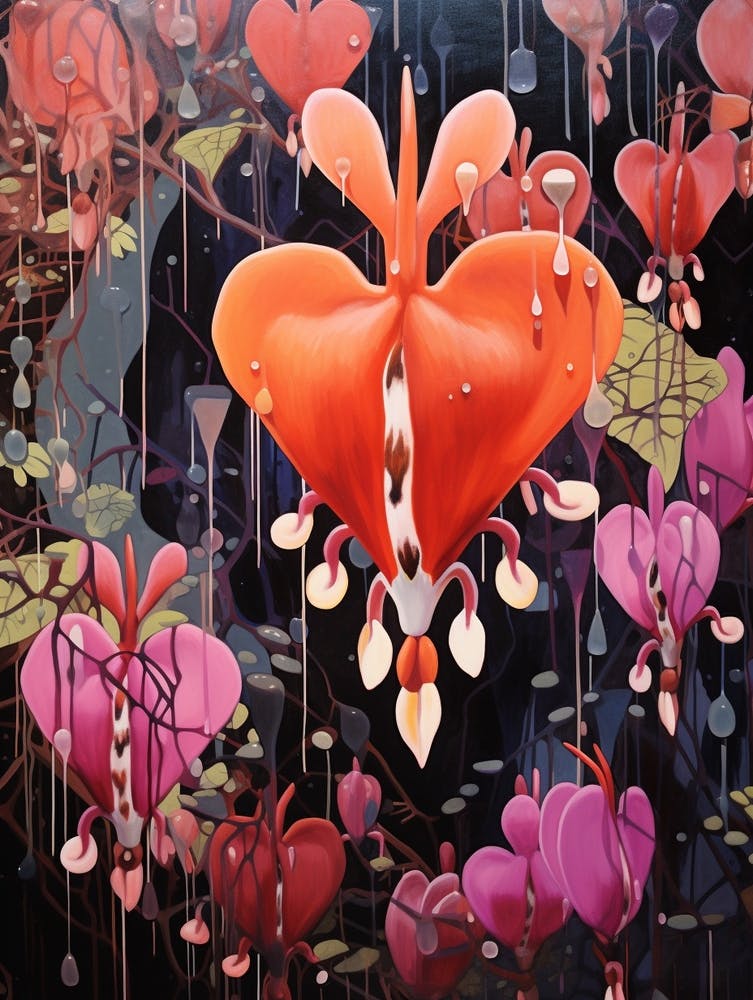 Surreal Florals Bleeding Heart Dicentra 2 Flower Painting