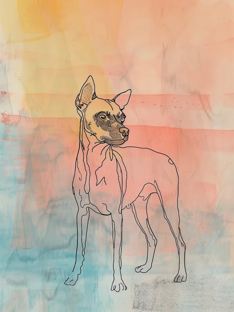 Zwergpinscher Hund Aquarell-Linien Illustration