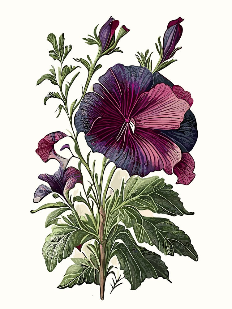 Wild Petunia Wildflower Vintage Botanical 2